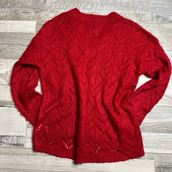 AMERICAN EAGLE V Neck Knit Pullover red Sweater - Picture 4 of 11